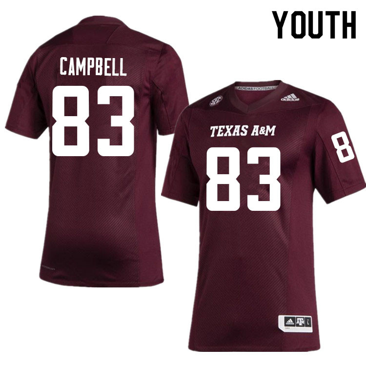 Youth #83 Ryan Campbell Texas A&M Aggies College Football Jerseys Sale-Maroon - Click Image to Close
